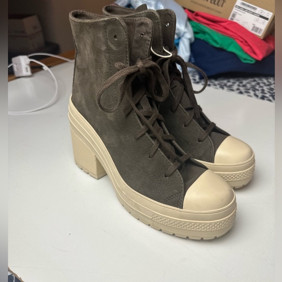Chuck 70 De Luxe Chunky Heel Platform High Top Sneakers In Coffee Break NWOT 9.5 - Picture 8 of 16